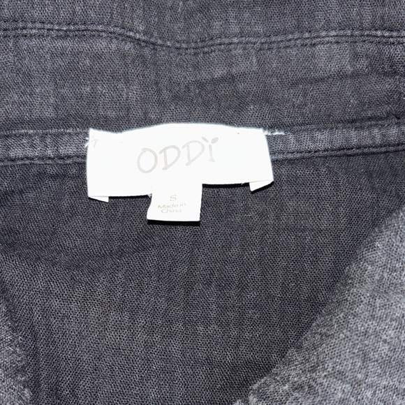 ODDY Black Distressed Button Down Shirt Small - Picture 2 of 6